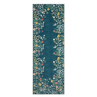 Washable Botanical Area Rugs,Soft Non-Slip Vintage Boho Floral Runners Carpet for Living Room