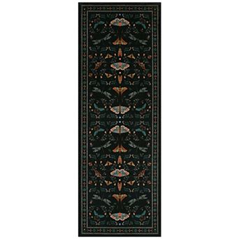 Washable Insect Area Rugs, Butterfly Botanical Boho Non Slip Stain-Resistant Runners Carpet