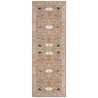 Washable Insect Area Rugs, Butterfly Botanical Boho Non Slip Stain-Resistant Runners Carpet