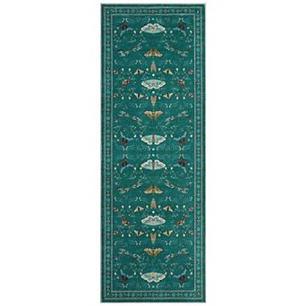 Washable Insect Area Rugs, Butterfly Botanical Boho Non Slip Stain-Resistant Runners Carpet
