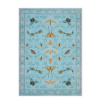 Washable Insect Area Rugs, Butterfly Botanical Boho Non Slip Stain-Resistant Runners Carpet