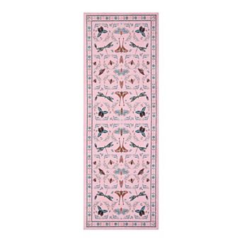 Washable Insect Area Rugs, Butterfly Botanical Boho Non Slip Stain-Resistant Runners Carpet