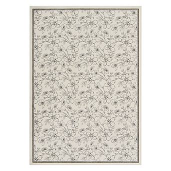 Vintage Boho Floral Washable Area Rug, Soft Non-Slip Low Pile Carpet for Living Room Bedroom Decor