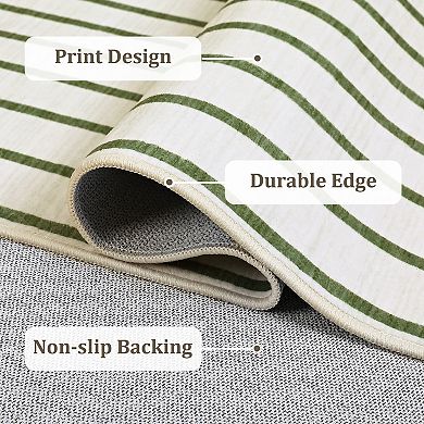 Modern Rainbow Washable Area Rug, Ultra-Thin Geometric No Slip Soft Carpet for Bedroom Nursery Lobby