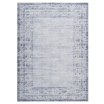 Vintage Distressed Washable Area Rug, Non-Slip Low Pile Farmhouse Carpet for Indoor Living Room
