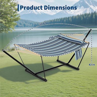 Heavy Duty Hammock with Stand - Portable Design, 450LBS Capacity, Ideal for Patio Garden Beach Backy