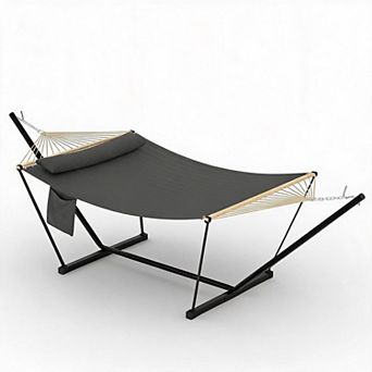 Heavy Duty Hammock with Stand - Portable Design, 450LBS Capacity, Ideal for Patio Garden Beach Backy