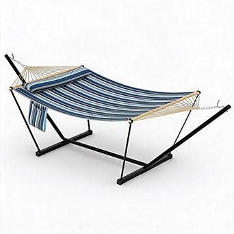 Heavy Duty Hammock with Stand - Portable Design, 450LBS Capacity, Ideal for Patio Garden Beach Backy