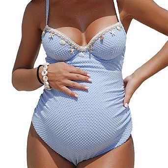 Women’s Maternity Swimsuit Adjustable Straps Backless One Piece Bathing Suit Pregnancy Swimwear