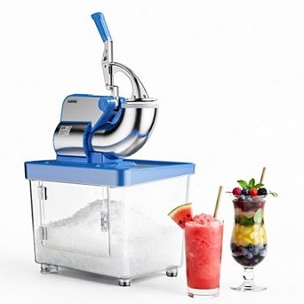 Commercial Electric Ice Crusher Machine, 4 Stainless Steel Blades Snow Cone Maker with Safety Switch