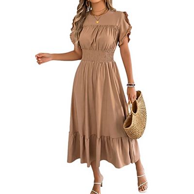 ruffle a-line midi dress Ruffle A Line Midi Dress White