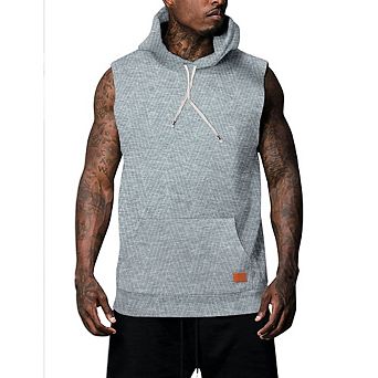 Men's Sleeveless Hoodie Tank Top Drawstring Casual Workout Gym Daily Wear Top