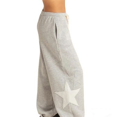 Women's Star Applique Jogger Pants Drawstring Waist Casual Loungewear Sweatpants with Pockets