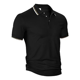 Men's Classic Short Sleeve Polo Shirt Contrast Collar Cuff Trim Casual Business Golf Daily Wear Tee