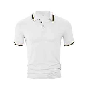 Men's Classic Short Sleeve Polo Shirt Contrast Collar Cuff Trim Casual Business Golf Daily Wear Tee