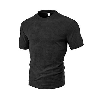 Men's Textured Crew Neck T-Shirt Short Sleeve Casual Daily Office Wear Top