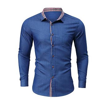 Men's Denim Button Down Shirt Long Sleeve Casual Daily Office Wear Top