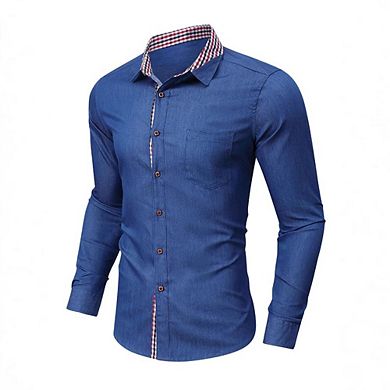 Men's Denim Button Down Shirt Long Sleeve Casual Daily Office Wear Top