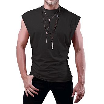 Men's Casual Sleeveless T-Shirt Crew Neck Loose Fit Summer Daily Wear Muscle Tank Top