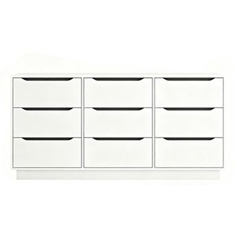 9 Drawer Wooden Dresser With Deep Drawer Storage For Closet And Living Room Areas