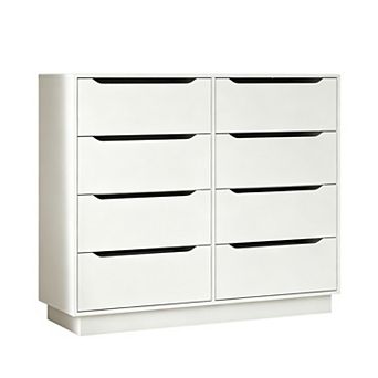 8 Drawer Wide Wooden Chest With Large Capacity For Bedroom And Entryway Storage