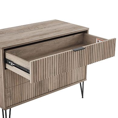 Solid Wood Dresser With Rustic Finish For Daily Bedroom Storage Organization