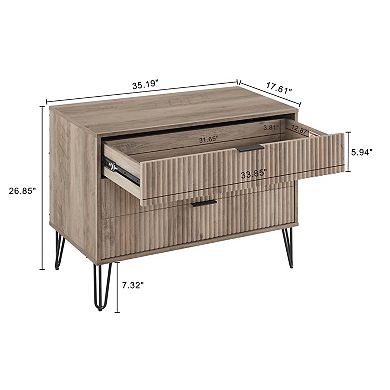 Solid Wood Dresser With Rustic Finish For Daily Bedroom Storage Organization