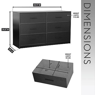 6 Drawer Cabinet With Spacious Fabric Drawers For Household Indoor Storage