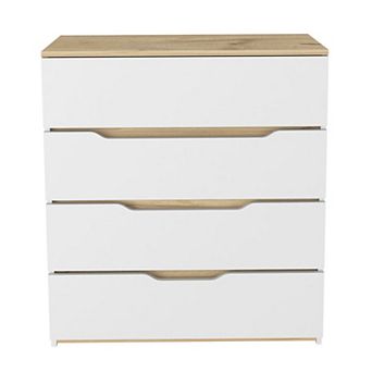 4 Drawer Wooden Chest With Flat Tabletop For Daily Household Storage Arrangement