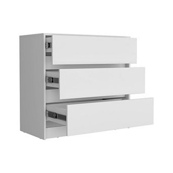 3 Drawer Compact Wooden Dresser For Bedroom Indoor Storage Organization