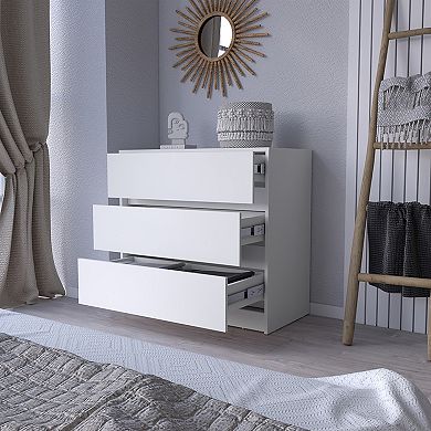 3 Drawer Compact Wooden Dresser For Bedroom Indoor Storage Organization