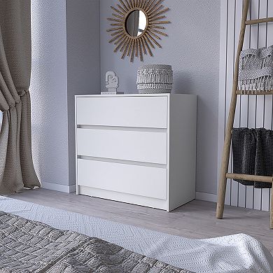 3 Drawer Compact Wooden Dresser For Bedroom Indoor Storage Organization