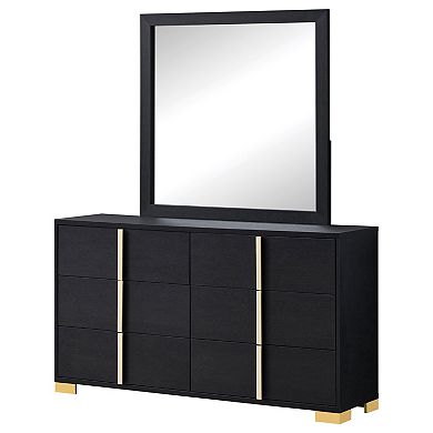 6 Drawer Dresser Equipped With Attached Mirror For Indoor Bedroom Arrangement