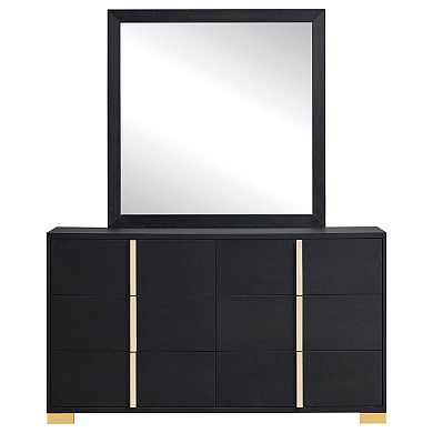 6 Drawer Dresser Equipped With Attached Mirror For Indoor Bedroom Arrangement