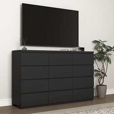 12 Drawer Wooden Chest With Ample Storage For Household Bedroom Organization
