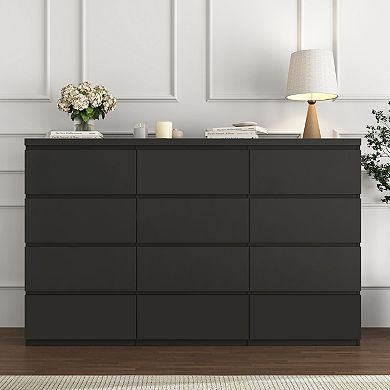 12 Drawer Wooden Chest With Ample Storage For Household Bedroom Organization