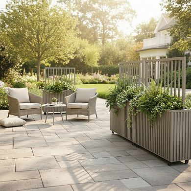 Decorative Garden Planter Tall Tapered Design Lightweight Composite for Porch