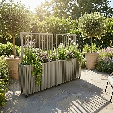 Decorative Garden Planter Tall Tapered Design Lightweight Composite for Porch
