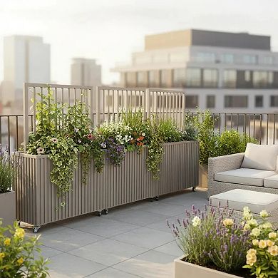 Decorative Garden Planter Tall Tapered Design Lightweight Composite for Porch
