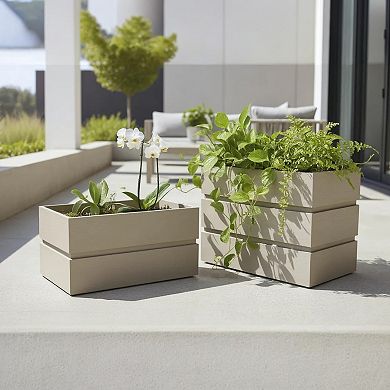 Outdoor Divider Planter Privacy Screen Design Rectangular Composite for Balcony