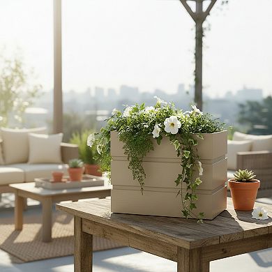 Outdoor Divider Planter Privacy Screen Design Rectangular Composite for Balcony