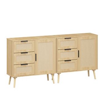 Rattan Wooden Storage Sideboard For Bedroom Hallway And Entryway Arrangement