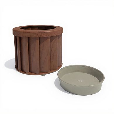 Patio Planter Pot with Double Walled Insulation Resin for Seasonal Plant Care