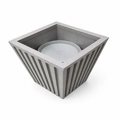 Outdoor Garden Planter Box with Footed Base Durable Composite for Flower Beds