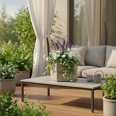 Geometric Column Planter Tall Sculptural Design Weatherproof Resin for Front Door