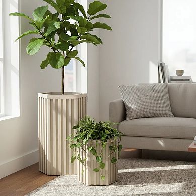 Decorative Planter Box with Integral Drainage Lightweight Resin for Garden Path