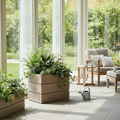 Round Decorative Planter Bowl Style Wide Opening Heavy Duty Resin for Patio