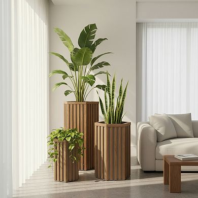 Outdoor Planter Pot with Non Slip Base Thick Walled Resin for Windy Patios