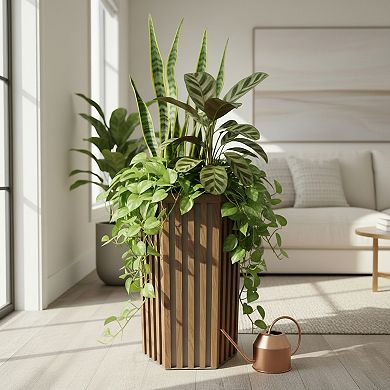 Outdoor Planter Pot with Non Slip Base Thick Walled Resin for Windy Patios