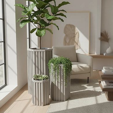 Decorative Planter Box with Natural Stone Finish Composite for Patio and Lawn